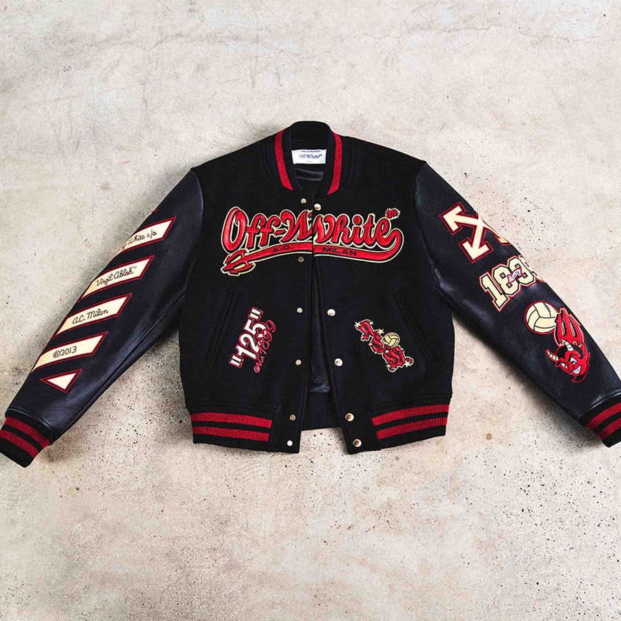 Off-White x AC Milan – 125th Anniversary Embroidered Varsity Jacket