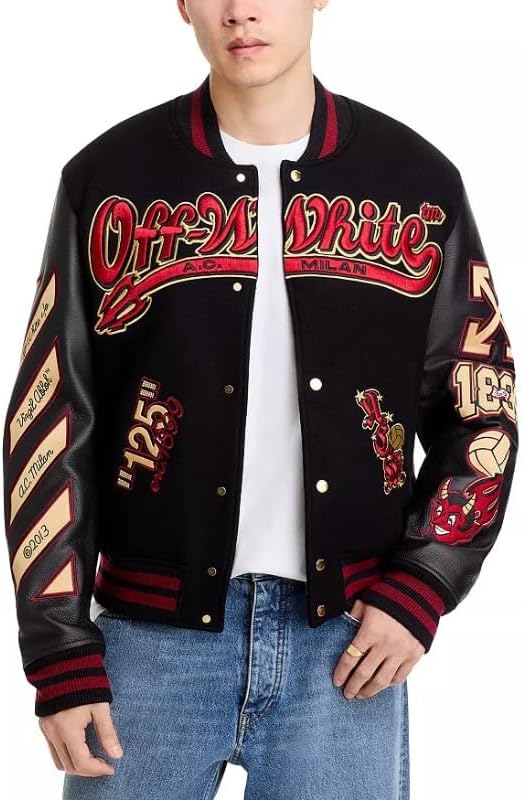 Off-White x AC Milan – 125th Anniversary Embroidered Varsity Jacket